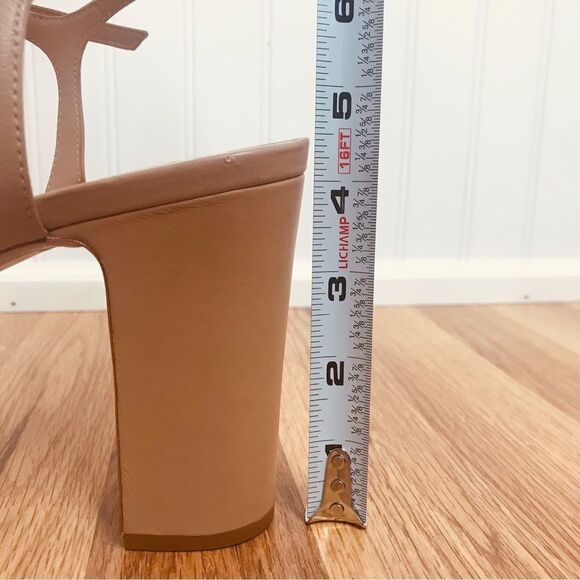SCHUTZ Kelsie Nude Platform Strappy Sandal Block Heel Tan Beige Size‎ 10.5 New - Picture 12 of 12